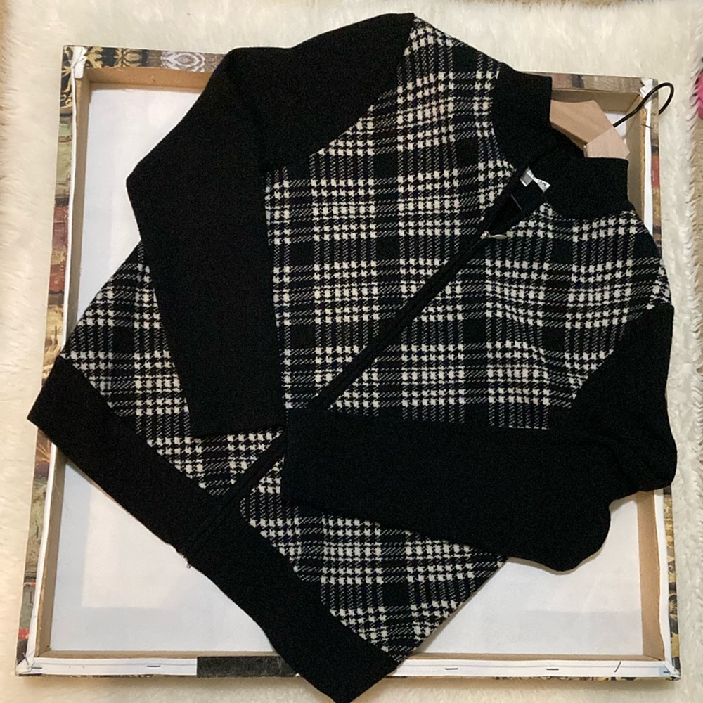 NEW Pendleton 100% Merino Wool Argyle Plaid Zip Up Cardigan Sweater Women’s MP